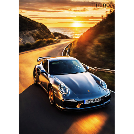 Porsche 911 Turbo S při západu slunce